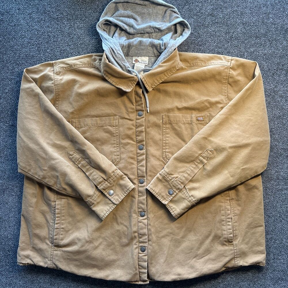 DICKIES Genuine Women’s Work Jacket 2X Hooded Canvas-Insulated Workwear